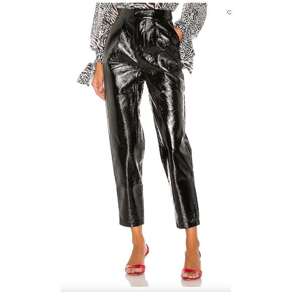 L'Academie The Arielle Pant Faux Leather Womens Small Black New Cropped Revolve - Picture 1 of 12